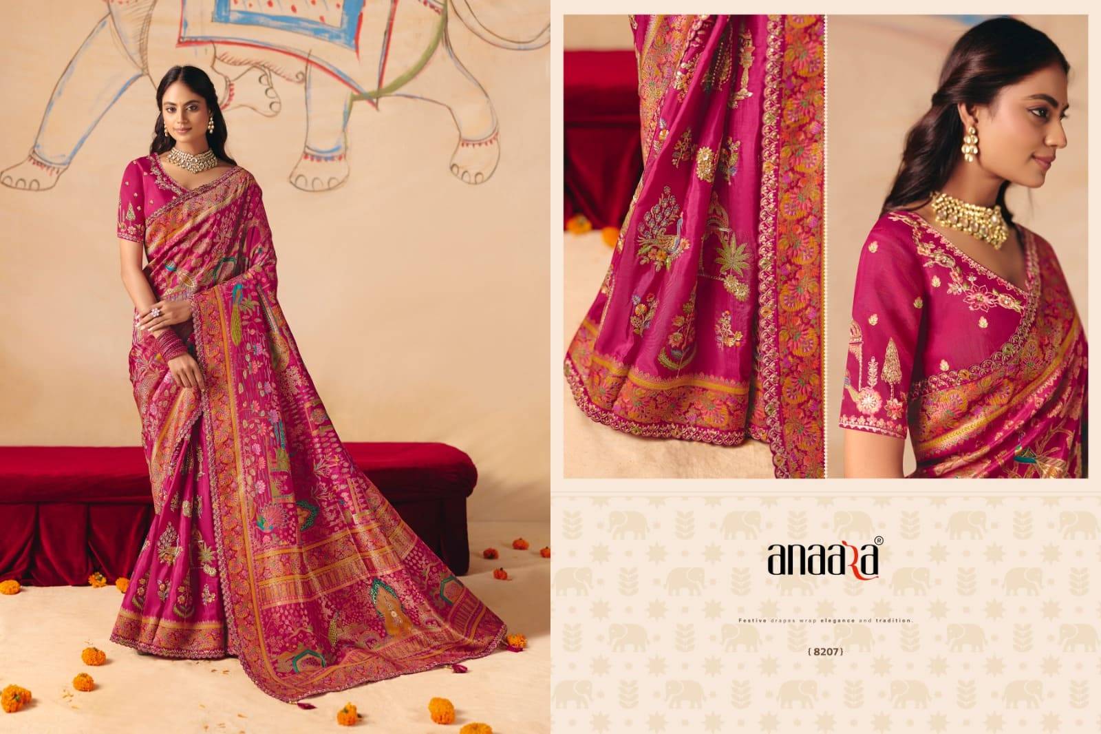 Anaara 8200 Series By Tathastu 8201 to 8212 Series Indian Traditional Bridal Wear Collection Beautiful Stylish Fancy Colorful Party Wear & Occasional Wear Silk Sarees At Wholesale Price